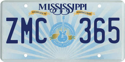 MS license plate ZMC365