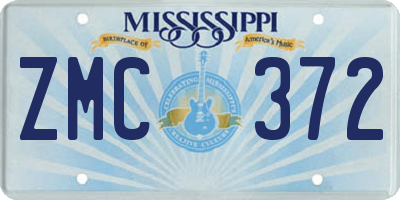 MS license plate ZMC372