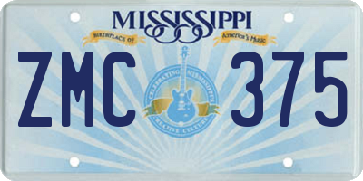MS license plate ZMC375