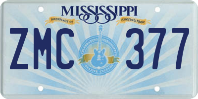 MS license plate ZMC377