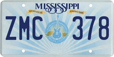 MS license plate ZMC378