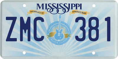 MS license plate ZMC381