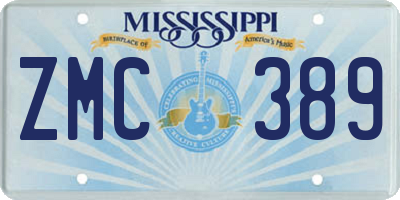 MS license plate ZMC389