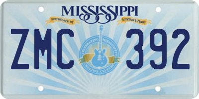 MS license plate ZMC392