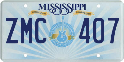 MS license plate ZMC407
