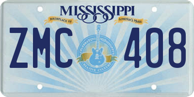 MS license plate ZMC408