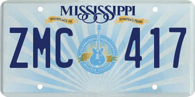 MS license plate ZMC417