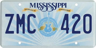 MS license plate ZMC420