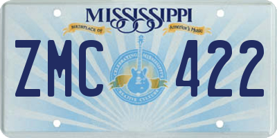 MS license plate ZMC422