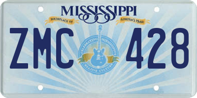 MS license plate ZMC428