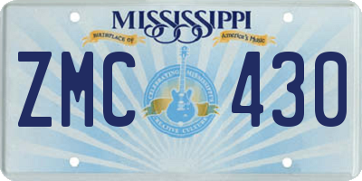 MS license plate ZMC430