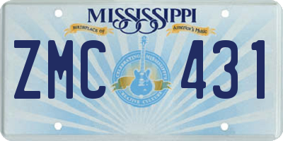 MS license plate ZMC431