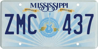 MS license plate ZMC437