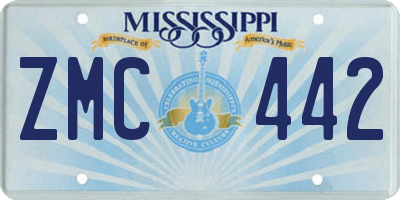 MS license plate ZMC442