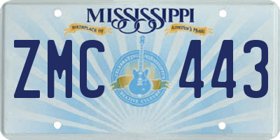 MS license plate ZMC443