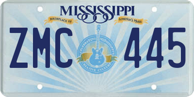 MS license plate ZMC445