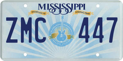 MS license plate ZMC447