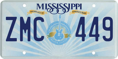 MS license plate ZMC449