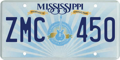 MS license plate ZMC450