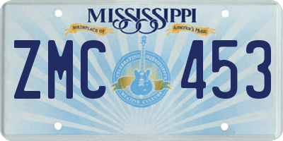 MS license plate ZMC453