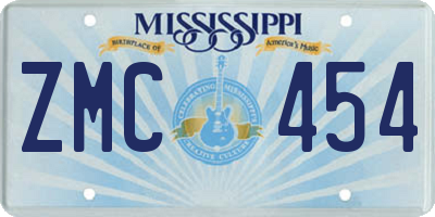 MS license plate ZMC454