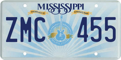 MS license plate ZMC455