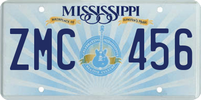 MS license plate ZMC456