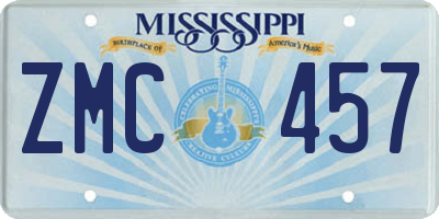 MS license plate ZMC457