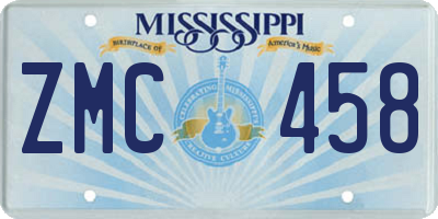 MS license plate ZMC458