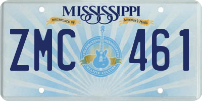 MS license plate ZMC461
