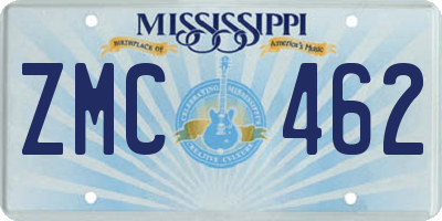 MS license plate ZMC462