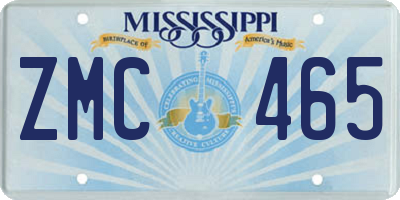 MS license plate ZMC465