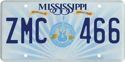 MS license plate ZMC466
