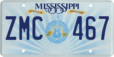 MS license plate ZMC467