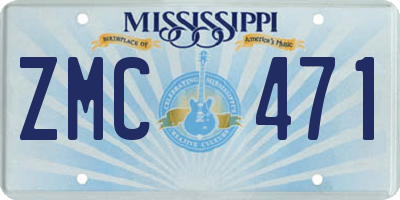 MS license plate ZMC471
