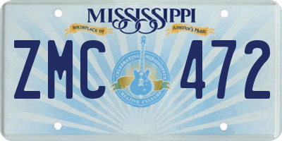MS license plate ZMC472
