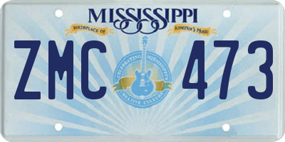 MS license plate ZMC473