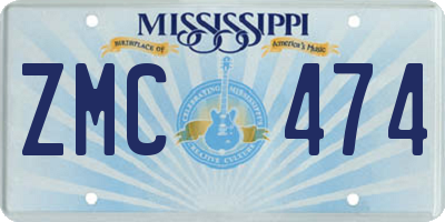 MS license plate ZMC474
