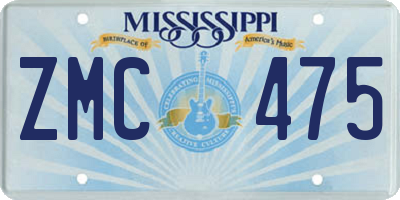 MS license plate ZMC475