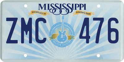 MS license plate ZMC476