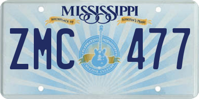 MS license plate ZMC477