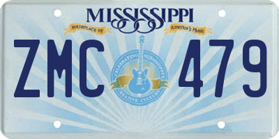 MS license plate ZMC479