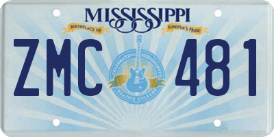 MS license plate ZMC481
