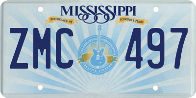 MS license plate ZMC497