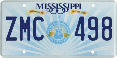 MS license plate ZMC498