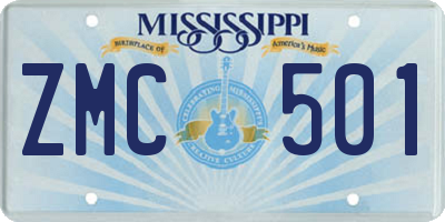 MS license plate ZMC501