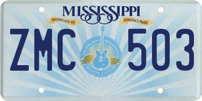 MS license plate ZMC503
