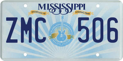 MS license plate ZMC506