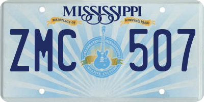 MS license plate ZMC507