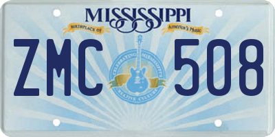 MS license plate ZMC508